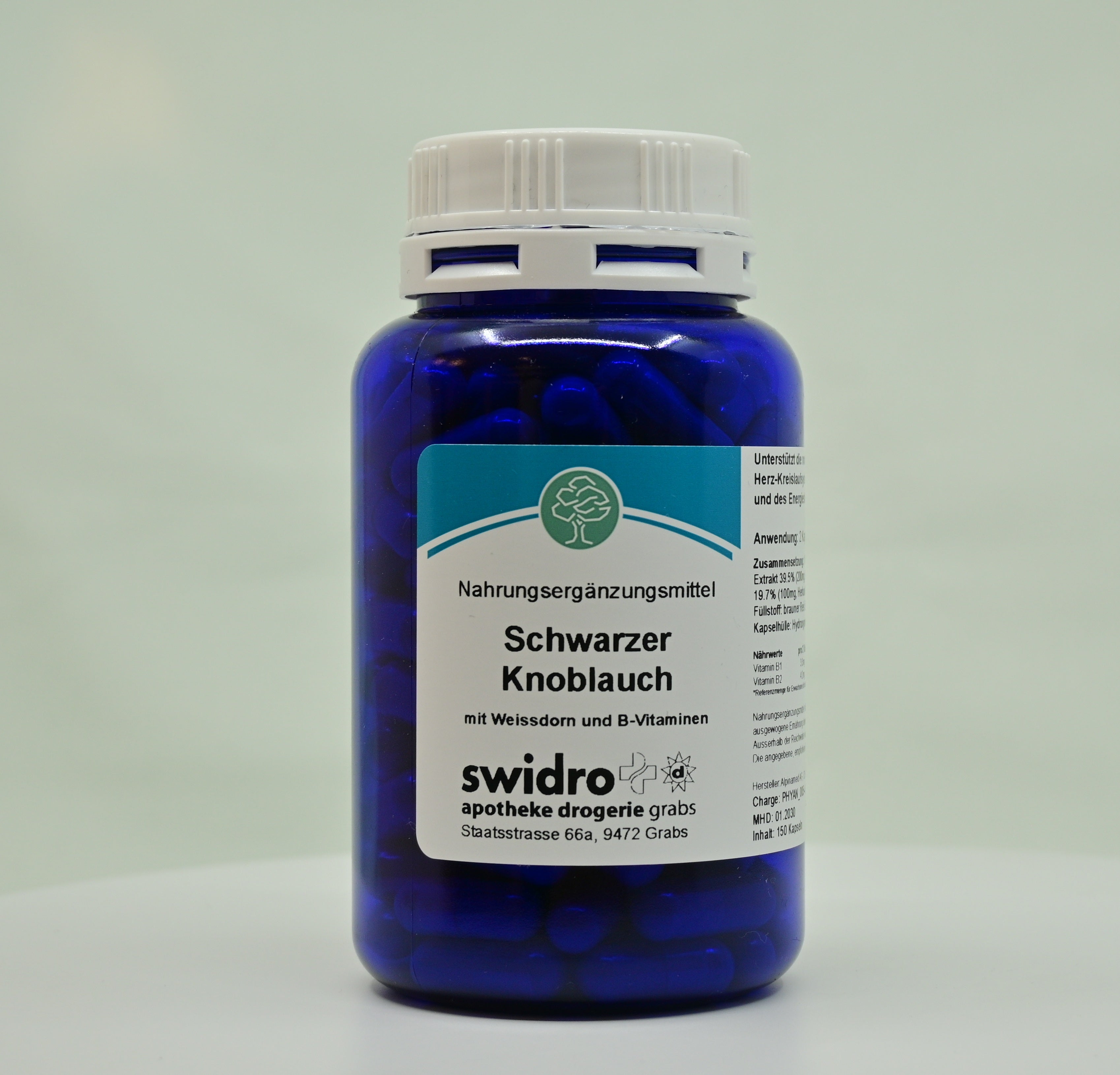 Swidro Schwarzer Knoblauch Weissdornkaps. 150 Stk
